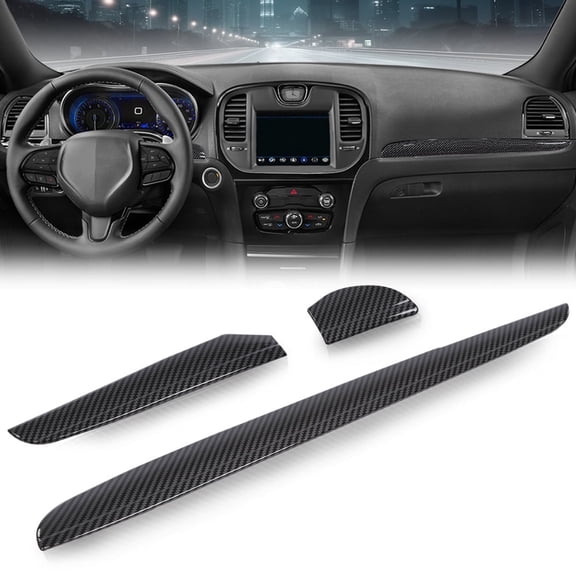CROSSDESIGN Central Control Dashboard Cover Trim Bezels Carbon fiber Fit for 2011-2023 Chrysler 300
