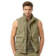 thumbnail image 5 of GrmtClth Men's Zip Front Stand Collar Vest Multi Secure Storage Pockets Lightweight Sleeveless Top Outdoor Walking Cycling Waistcoat Khaki 3XL, 5 of 7
