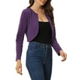 thumbnail image 4 of INSPIRE CHIC Boléro Ouvert pour Femme, Ourlet Arrondi, Cardigan Court, Violet Foncé, TP, 4 of 5