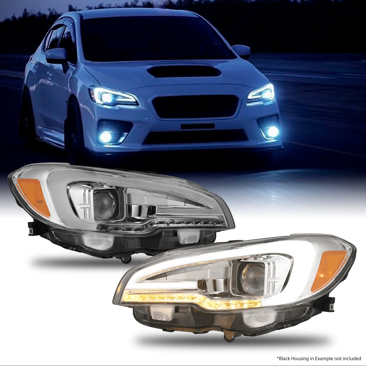 For Subaru Wrx Sti Sequential Led Signal Chrome Projector Headlight Lamp Walmart Com