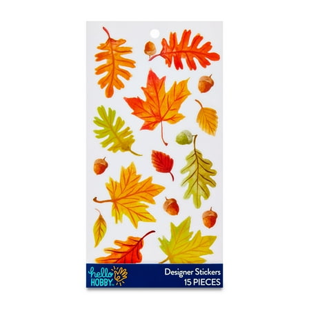 Hello Hobby Multicolor Fall Leaves Designer Stickers, 15 Count