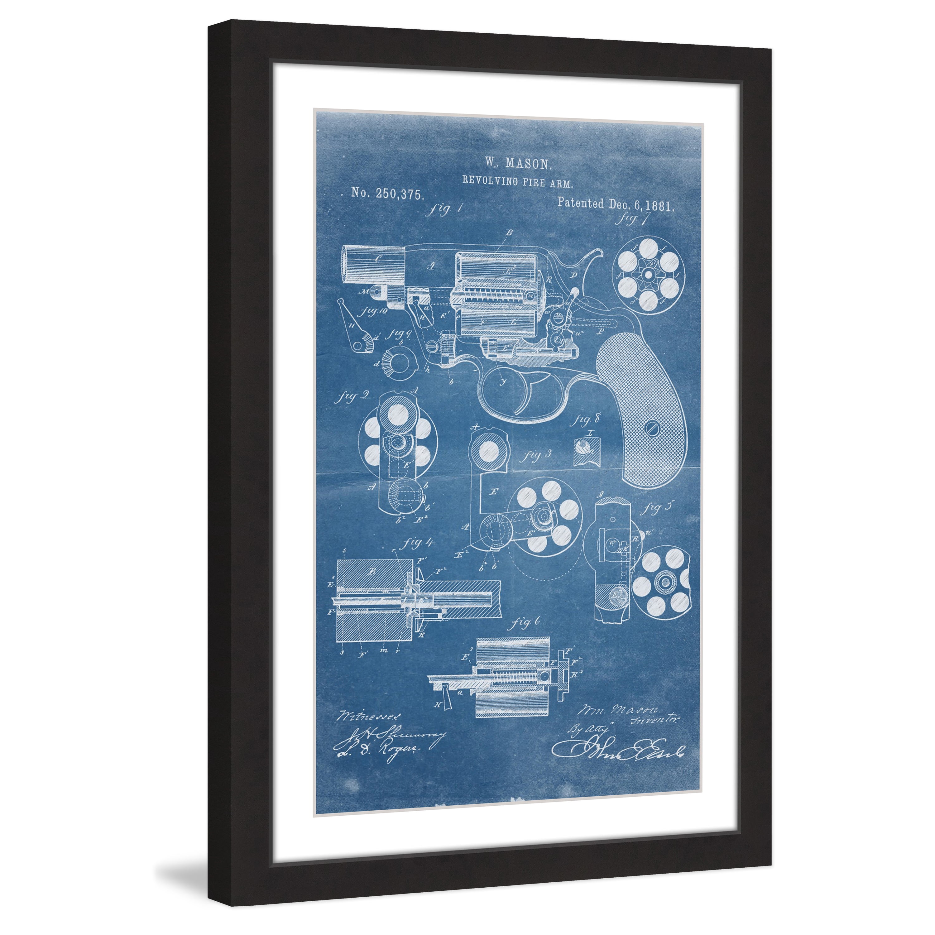 "Revolver 1881 Blueprint" Framed Painting Print