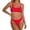 Red, variant on uvwlwu Women Trim Crinkle Fabric Two Piece Bikini Swimsuit,M
