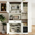thumbnail image 2 of TrumanPick 71" Farmhouse Kitchen Pantry Cabinet with Lights and Charging Station, Coffee Bar Cabinet, Adjustable Shelves, Buffet for Kitchen and Dining Room,White, 2 of 13