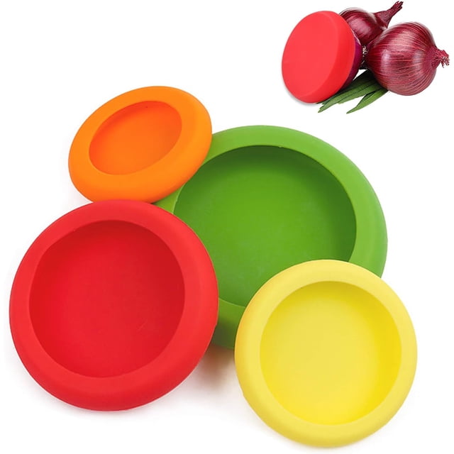 Reduces Food Waste Reusable Silicone Food Savers, Premium Silicone Dishwasher Safe Set For Eco-Friendly Storage Solutions