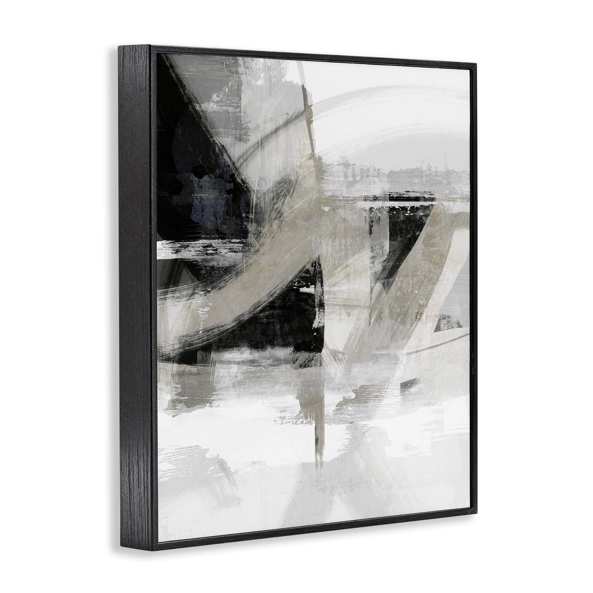 Stupell Industries Neutral Urban Complex Abstract Painting Black Framed Art Print Wall Art, 24 x 30
