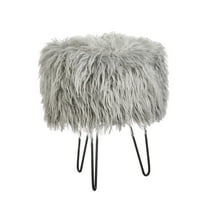 TMS Patrice Round Faux Fur Stool, Multiple Colors