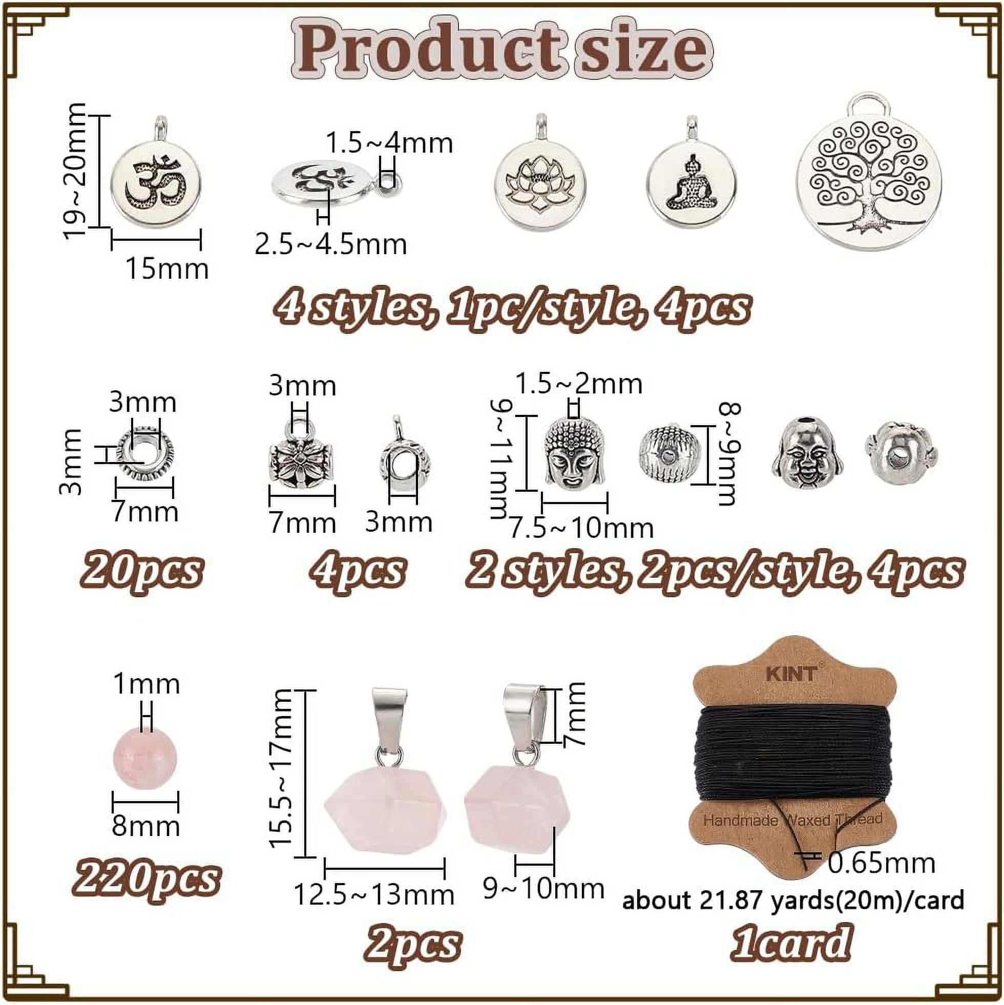 235 Pcs 8mm Natural Rose Quartz Beads Bracelet Making kit Beads Kit for Jewelry Making Rose Quartz Pointed Pendants with Tree&Head Pendants for Jewelry Necklace Making Kits