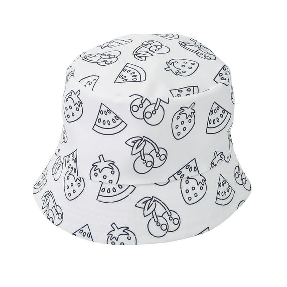 Fun Express 22" Kids Color Your Own Fruit Print Bucket Hats - 12 Pieces