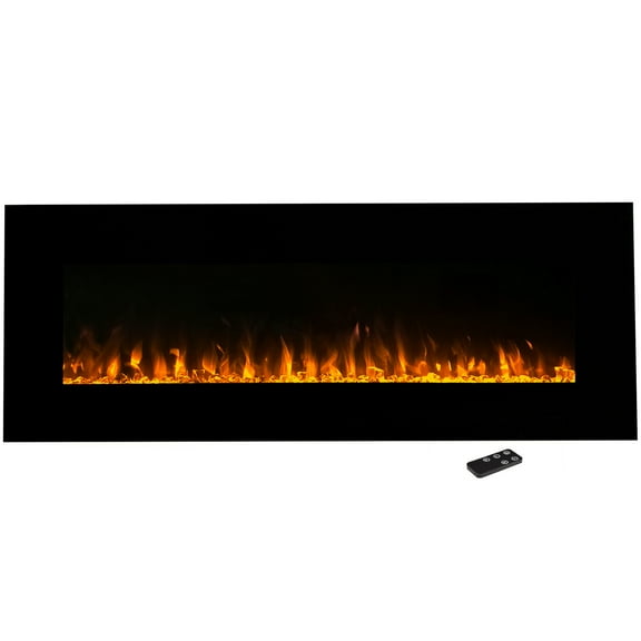 Northwest 54-inch Modern Wall-Mount Electric Fireplace with Remote (Black)