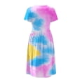 thumbnail image 5 of Lopecy-Sta Dresses for Women Short Sleeve Round Neck Tie Dye Print A Line Midi Dress Casual Summer Beach Vacation Dress, 5 of 6