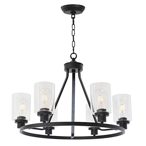 Melucee 6 Light Chandeliers For Dining Room Farmhouse Lighting Black Fixtures Ceiling Hanging Industrial Pendant Kitchen Island Bedroom Living Com Melucee 6 Light Chandeliers For Dining, Black Light Fixtures Bedroom