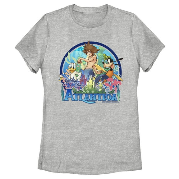 Women's Kingdom Hearts 1 Mermen Friends From Atlantica  Graphic Tee Athletic Heather Small