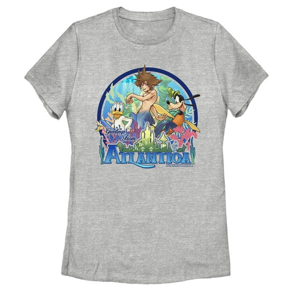 Women's Kingdom Hearts 1 Mermen Friends From Atlantica  T-Shirt - Athletic Heather - 2X Large