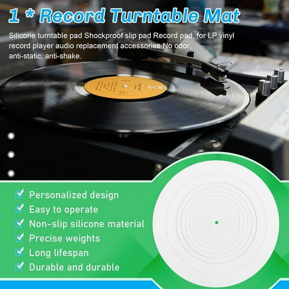 295mm Silicone Turntable Mat Anti-Vibration Slipmat Record Mat for LP Vinyl Record Player Audio Replacement Accessory C
