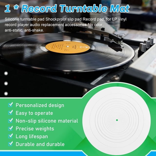 Alfombrilla de Silicona para Tocadiscos de 295 mm, Alfombrilla Antivibración, Alfombrilla Deslizante para LP, Accesorio de Repuesto de Audio C