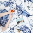 thumbnail image 5 of Fall Pumpkins Throw Blanket, Chinoiserie Blue and White Autumn Blanket Blue Birds Flowers Throw Pumpkins Soft Warm Fall Blanket for Living Room Couch Bed Chair or Dorm, 50"x60", 5 of 6