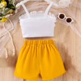 thumbnail image 4 of Ruyang Girls Summer Outfits Toddler Kids Camisole Ruffle Crop Tops and Short Pant with Flowers Clothes 2 Piece Clothing Set, 4 of 6