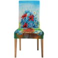 thumbnail image 2 of Funda Protectora de asiento ABPHQTO con Flores Azules y Rojas Juego de 4 para comedor Hotel Fiesta de bodas, 2 of 4