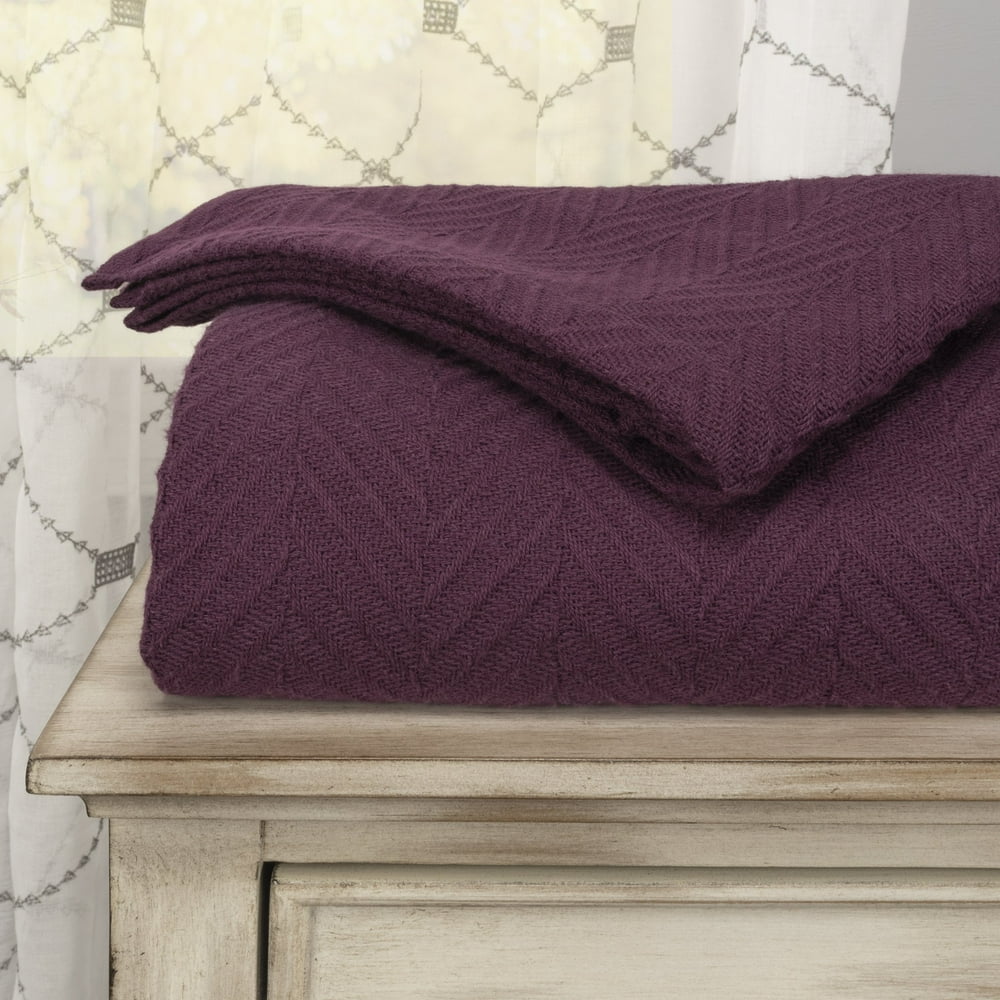 Metro AllSeason 100 Cotton Thermal Woven Blanket Plum / King
