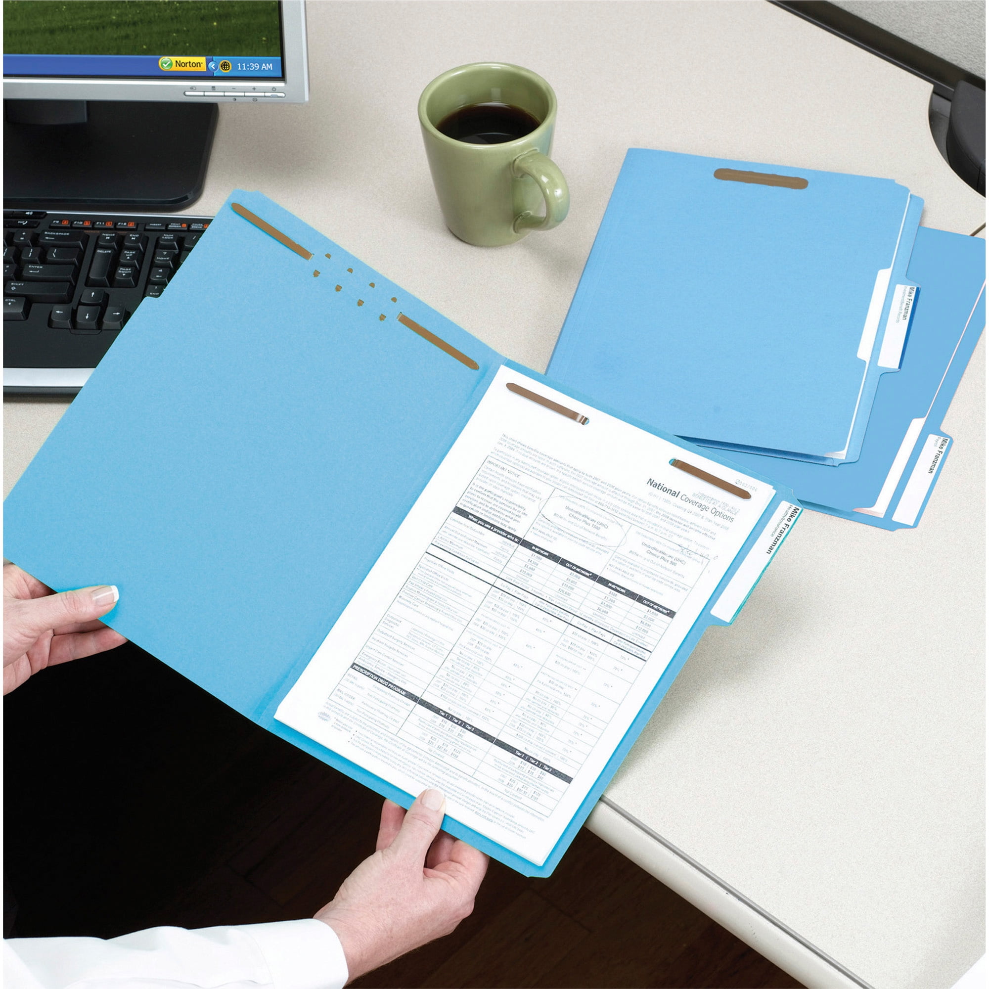 Smead Colored Fastener Folders Reinforced Tabs Blue 50/BX Ltr (12040)