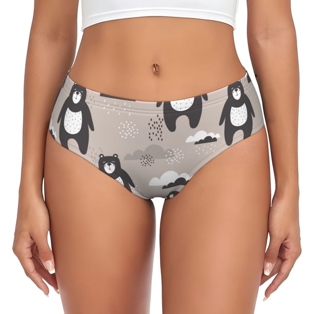 Fotbe Cartoon Bear Brown Calzones Estampados para Mujer – Ropa Interior de Algodón, Cómoda, Suave y Elástica-Large