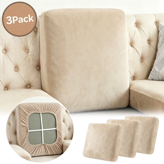 3 Pack Couch Cushion Cover, Soft Stretch Non-Slip Cushion Cover, Wear Resistant Furniture Slipcover for Sofa, Loveseat and Chair