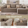 thumbnail image 6 of Deep Seat Corduroy Sofa, No Assembly Compressed Couch with Soft Cushions for Living Room & Apartments, Camel, 6 of 9