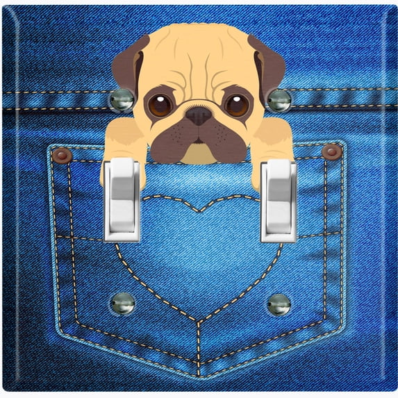 Metal Light Switch Plate Cover Cute Pug Puppy Dog Pocket DOG009