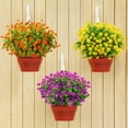 thumbnail image 3 of 6 Bundles Artificial Flowers Fake Boxwood Shrubs UV Resistant No Fade Faux Greenery Faux Plastic Lotus for Home Garden Hanging Planter Indoor Porch Patio Office Wedding Decoration (Magenta), 3 of 6