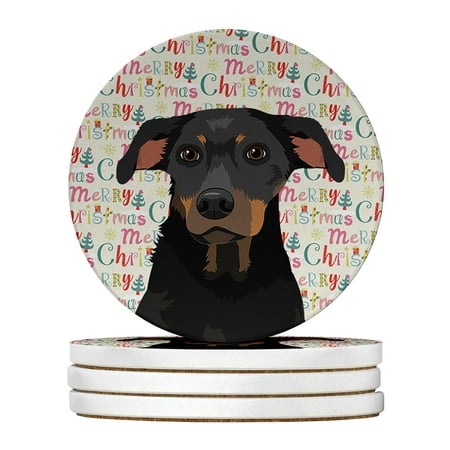 

Rottweiler Black and Tan #5 Christmas Large Sandstone Coasters Pack of 4 4 in x 4 in
