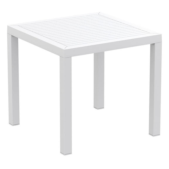 Luxury Commercial Living 31.5" White Square Outdoor Patio Dining Table