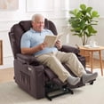 thumbnail image 4 of MCombo Medium-Wide Power Lift Recliner Chair Sofa with Massage and Heat for Elderly People, Cup Holders, USB&Type C Ports, Side Pockets, Faux Leather (Dark Brown, Medium-Wide), 4 of 15