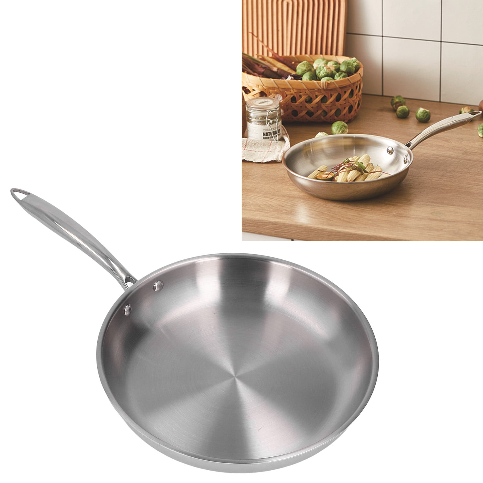 Stainless Steel Frying Pan Thickened 304 Stainless Steel Uncoated