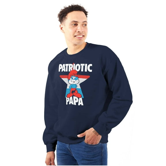 USA American Patriotic Papa Smurf Men's Crewneck Sweatshirt Brisco Brands S