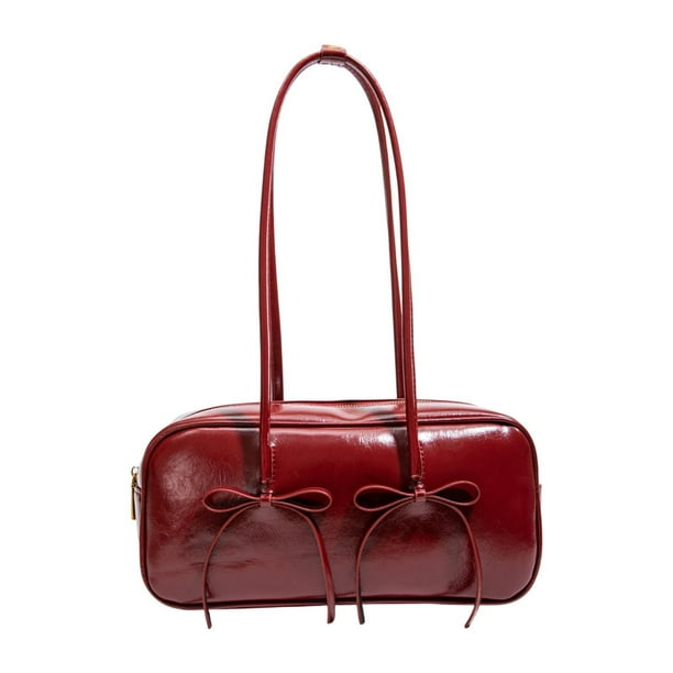 Bolso de hombro de piel sintética para mujer, moderno y casual, tipo hobo, para viajes al aire libre. rojo