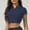 Dark Blue, variant on YHAJDS Polo Shirts for Women Short Sleeve V Neck Collared Solid Color Athletic Fit Blouses
