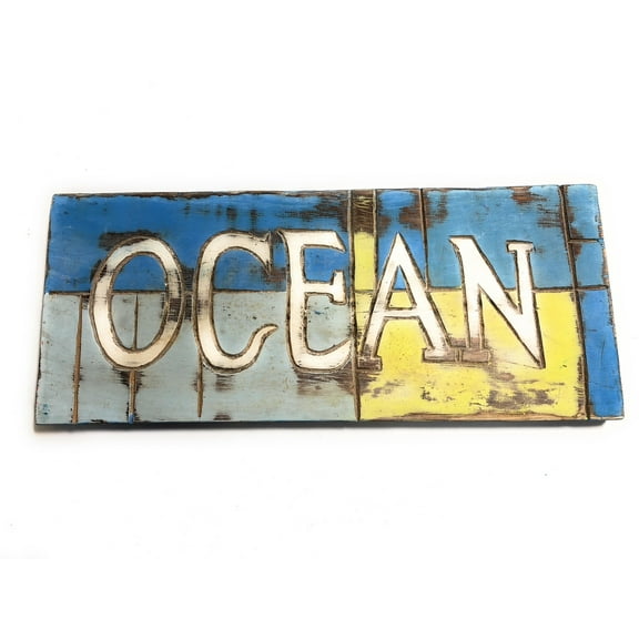 Ocean Sign 14" - Weathered Coastal Tone - Cottage Decor | #bds1207835