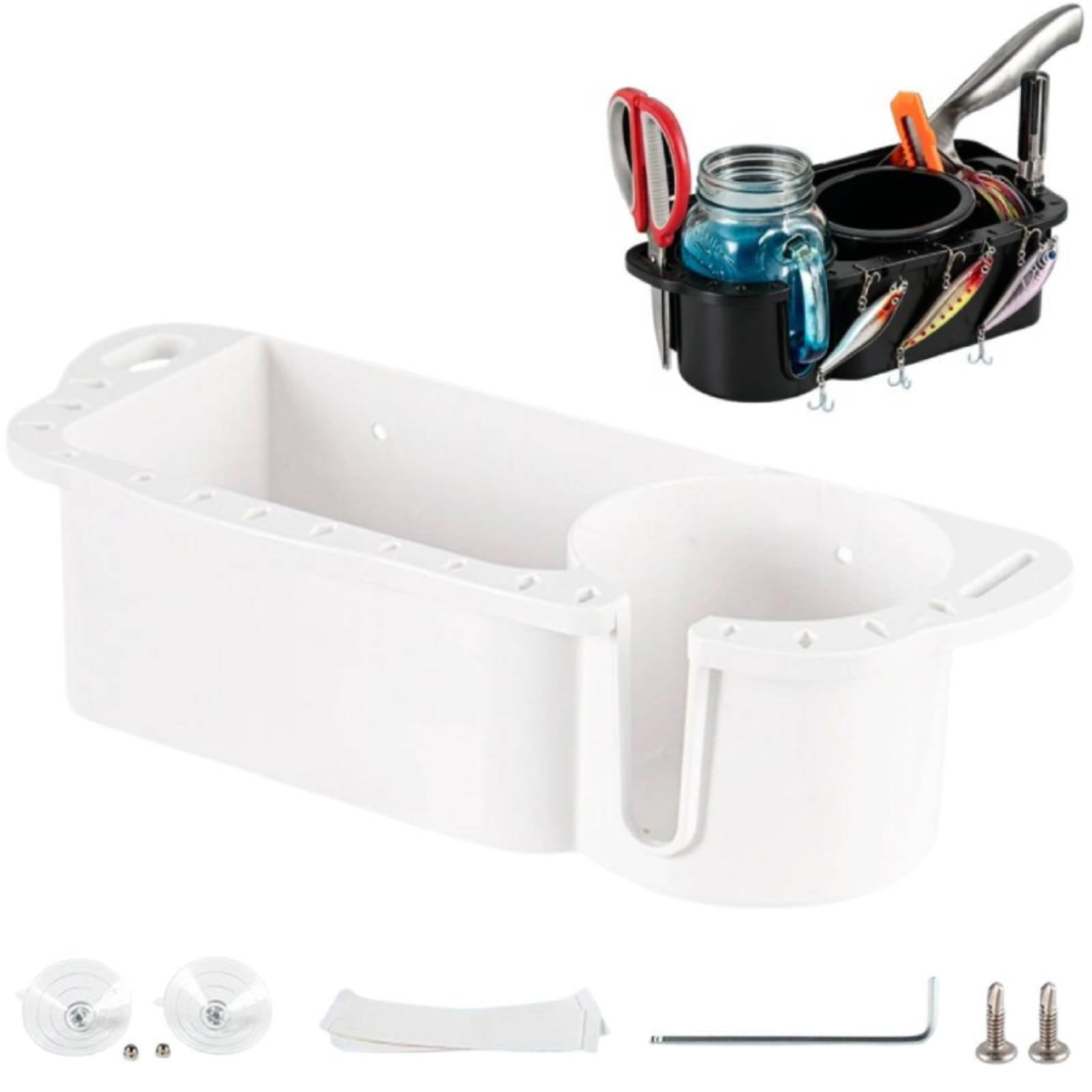 Boat Caddy Organizer, Boat Cup Holder with Drainage, Multifunctional Boats Storage Organizer, Boats Fishing Cabin Storage for Kayak, Pontoon,Jon Fishing Tools Holder Accessories