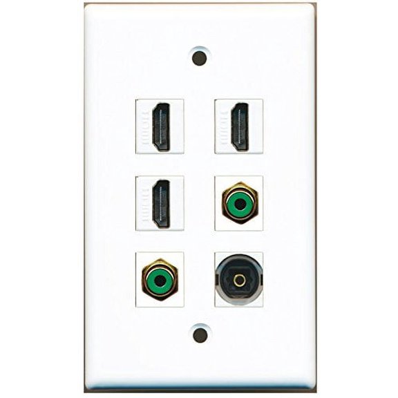 RiteAV - 3 HDMI 2 Port RCA Green 1 Port Toslink Wall Plate
