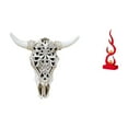thumbnail image 1 of Escultura de pared de resina con forma de cabeza de toro, diseño abstracto de fuego, adorno de estatua, material de resina único, ideal para sala de e, 1 of 8