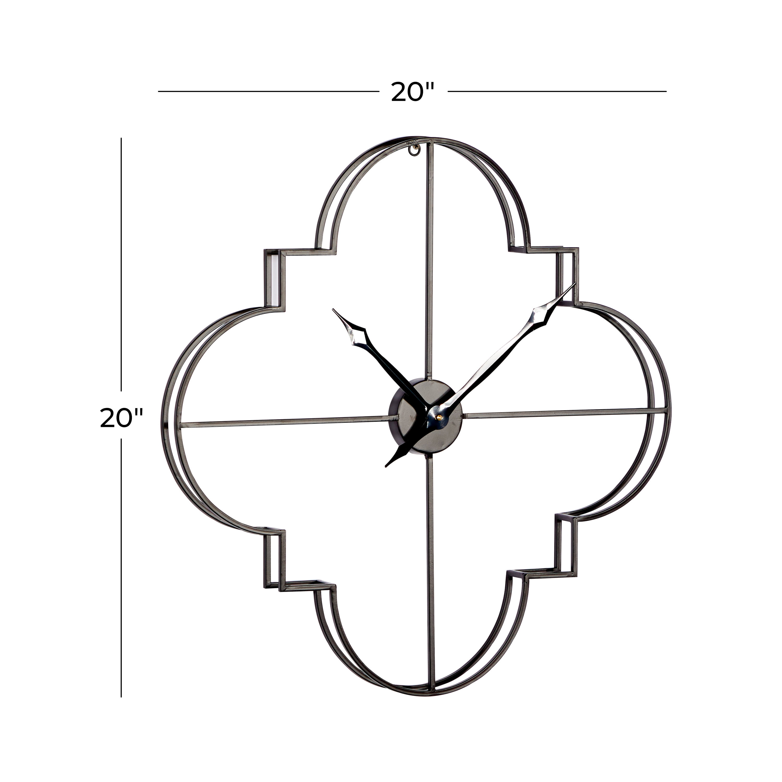 Cosmoliving by Cosmpolitan Black Metal Glam Quatrefoil Inspired Wall Clock 24"W x 24"H