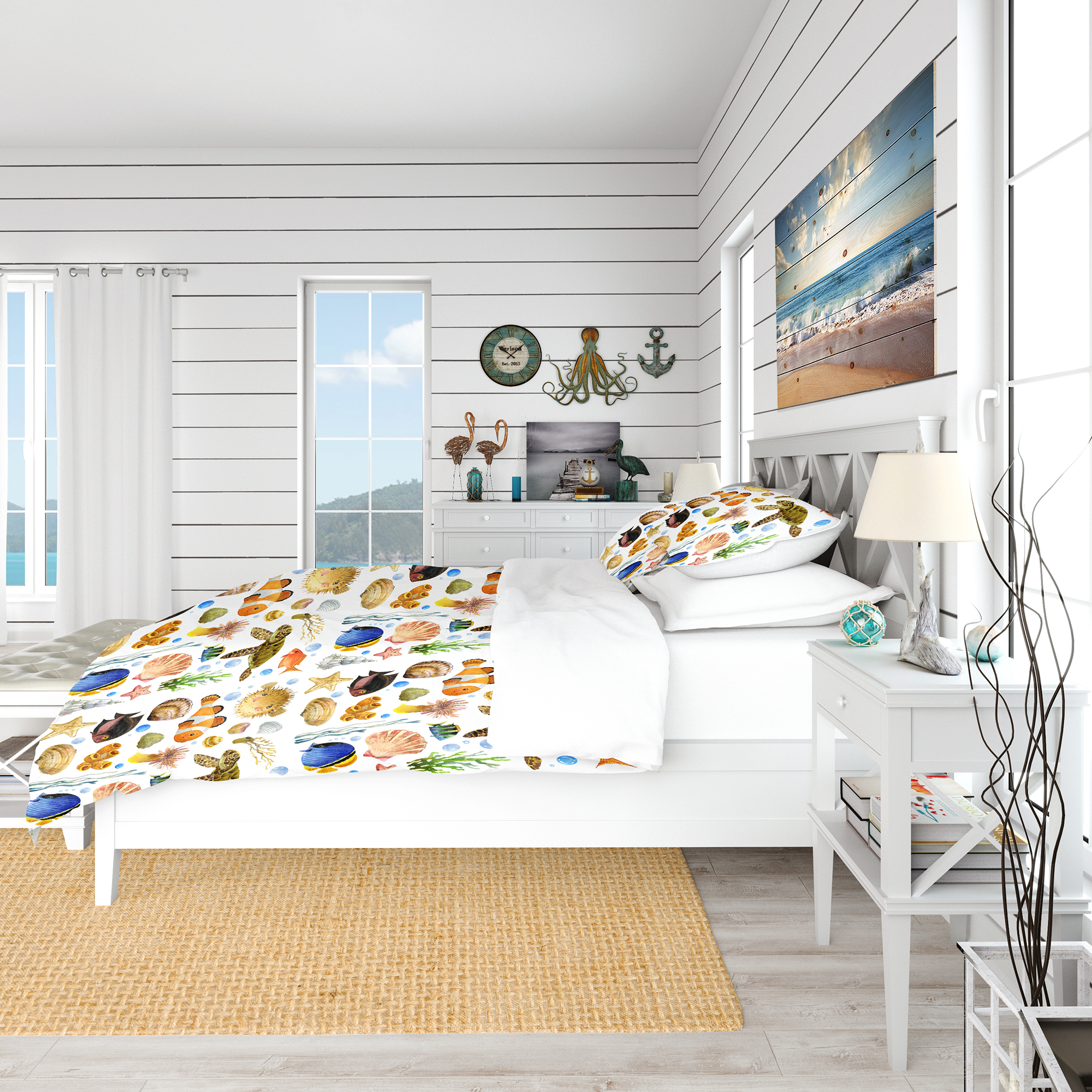 Designart 'Decoration Marine Theme' Nautical & Coastal Duvet Cover Set