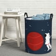 thumbnail image 3 of DouZhe Waterproof Collapsible Large Laundry Baskets, Spaceman Spaceship Mars Stars Prints Circular Hamper with Handles, 3 of 7