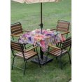 thumbnail image 4 of Outdoor Tablecloth with Umbrella Hole for Patio/Picnic/Party/Camping, Farmhouse Flowers Waterproof Table Cloth Square Cover Washable, Spring Watercolor Purple Pink Floral Beige (60"x 60"), 4 of 8