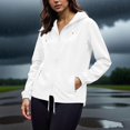 thumbnail image 4 of WIZUTIZ Women's Waterproof Rain Jacket Zip Up Hooded Lightweight Packable Long Sleeve Outdoor Windbreaker Raincoat with Pockets Coat Layer Top, 4 of 5