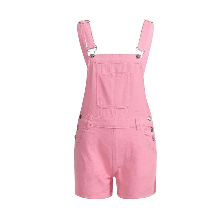Labakihah Women's Loose Denim Bib Hole Overalls Jeans Shorts