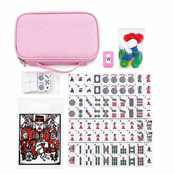 166 American Mahjong Game Set, 1.2 Inch Premium Engraved Tiles with English Letters & Numbers, Portable Quilted Travel Carrying Bag, Fun Party Game for Family & Friends