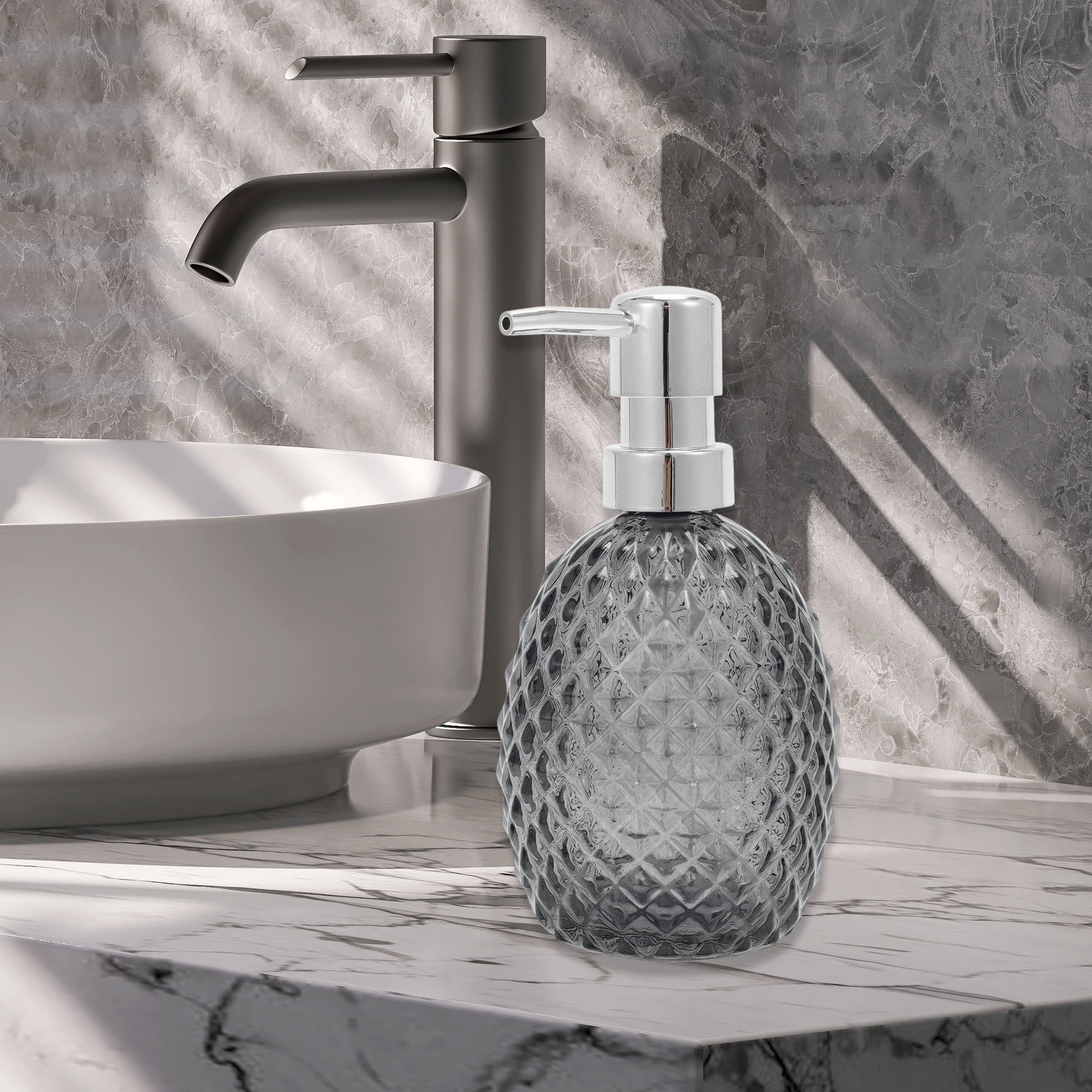Unique Bargains 1 Pc Pineapple-shaped Soap Dispenser 11.84oz Gold Tone Silver Tone
