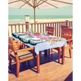 thumbnail image 2 of Spring Floral Outdoor Tablecloth - 60x102 Inch Rectangle Dining Table Cover, Blue Checkered Summer Botanical Watercolor Waterproof Outdoor Table Cloth with Umbrella Hole & Zipper for Patio, 2 of 6